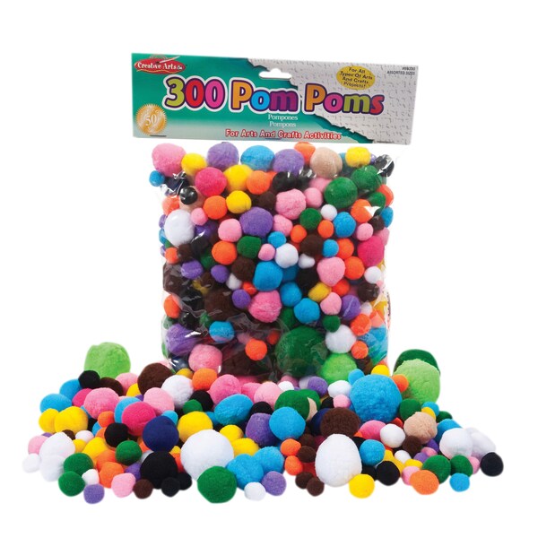 Pom-Poms, Assorted Sizes/Colors, PK900